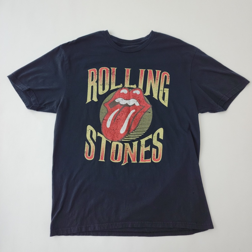 The Rolling Stones Graphic T-Shirt Mens Large Black Tongue Logo Rock Band Tee
